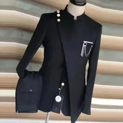 Elegant Suits for Men Groom Suit Set Two Piece Set New Style Stand Collar New in Suits & Blazers Slim Fit Design Trends Costumes