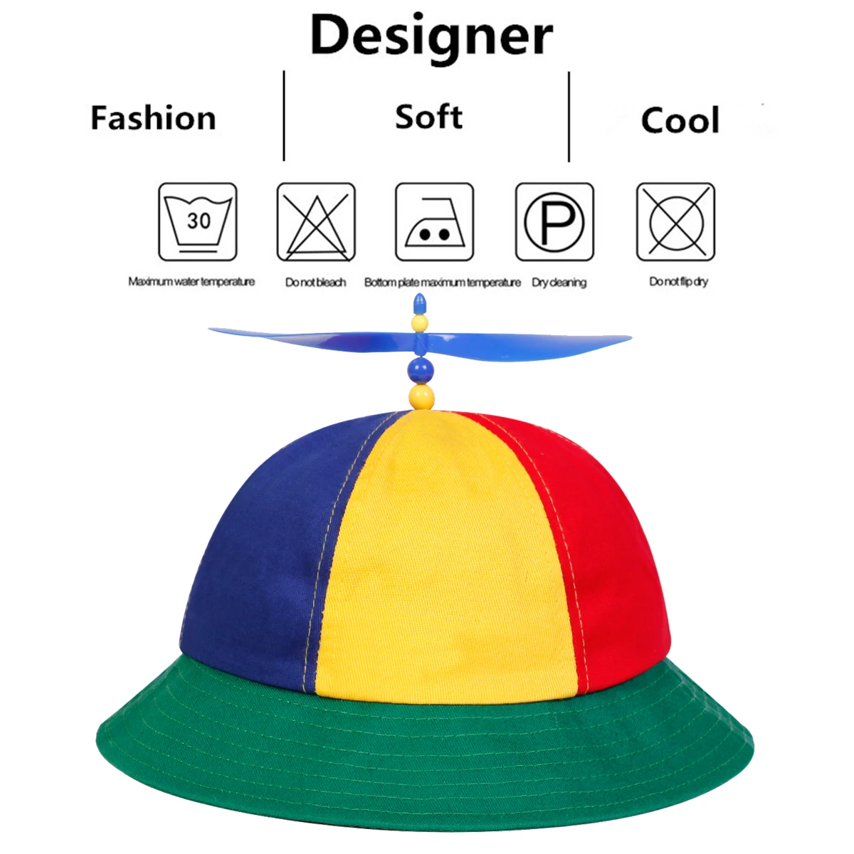 Unisex Multi Color Splicing Propeller Personality Bucket Hats Fishermen Caps Outdoor Casual Cap Sunscreen Hat