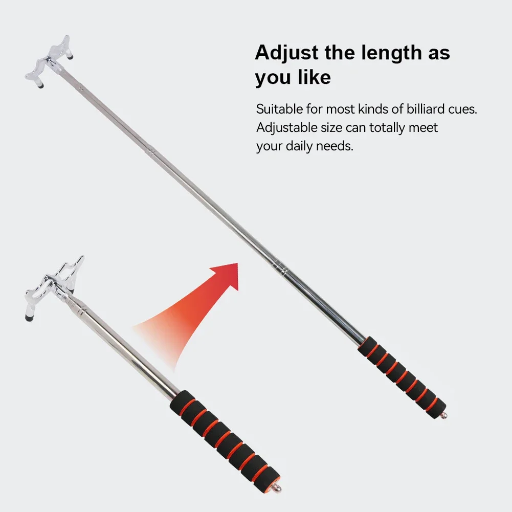 Stainless Steel Telescopic Billiards Pool Cue Bridge Stick with Bridge Head Billards Short Billard Replacement Holder Kit