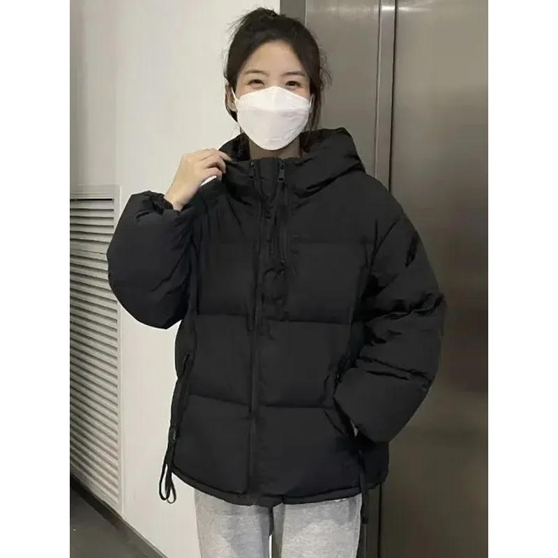 

2023 Winter Turtleneck Parkas for Women Korean Style Hooded Thick Warm Jacket Woman Solid Zipper Up Puffer Outwear Female