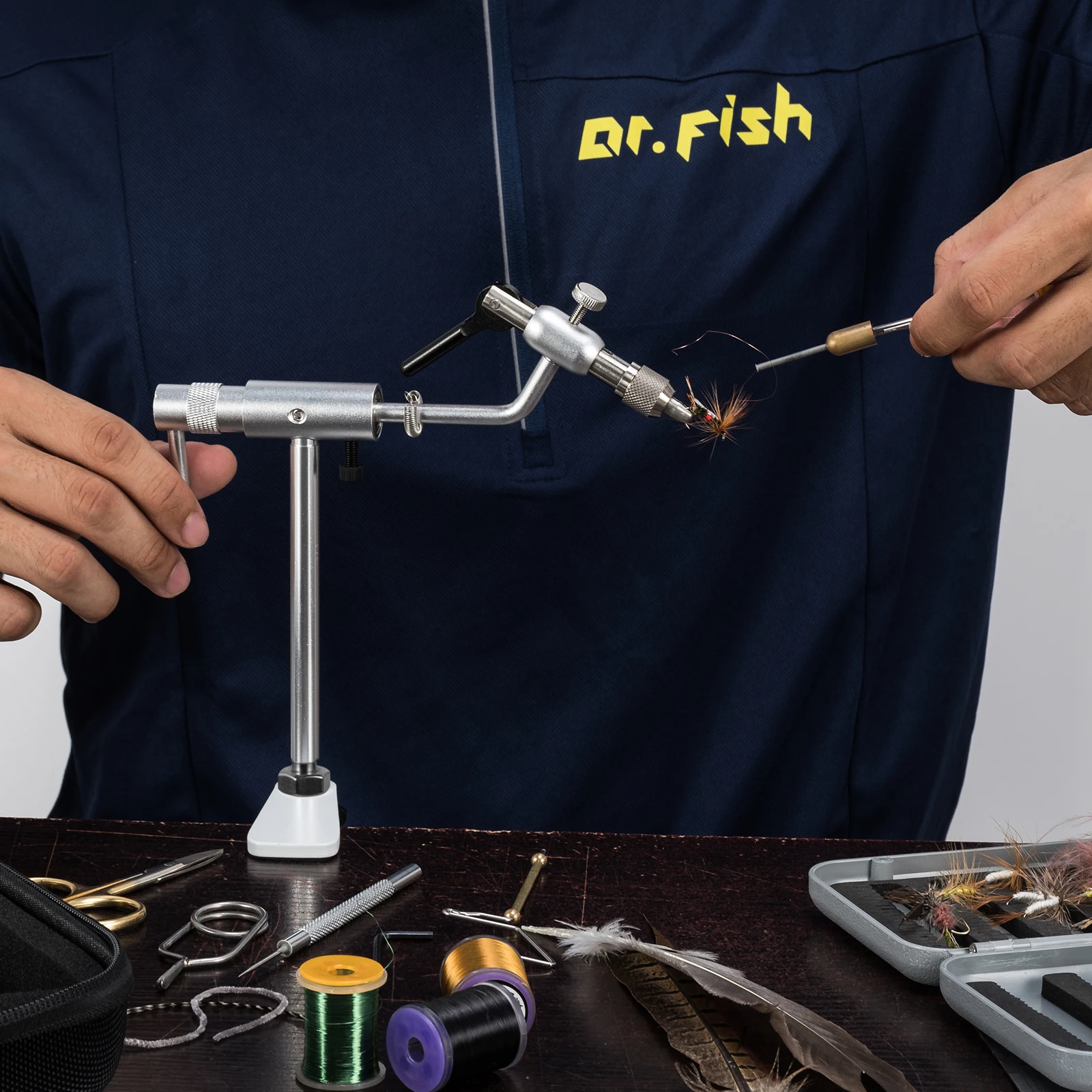 Fly Tying Vise 360 Degree Rotary Stainless Steel Aluminum Alloy Fishing  Flies Tieing Tools C-Clamp Mount Standard Jaws