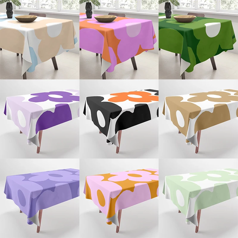 

Simple Colorful Flower Petal Pattern Printed Tablecloth Home Decor Rectangle Party Tablecloth