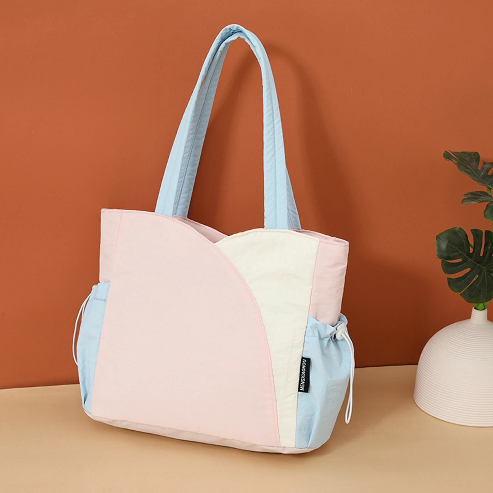 Casual Crossbody Bag Large Capacity Trendy Shoulder Bag Contrast Color Nylon Satchel Bag Shopping Work Date Party Bag