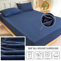 Housses de matelas de couleur unie, drap-housse réglable et antidérapant avec bande élastique pour Queen King 90/140/160x200 4