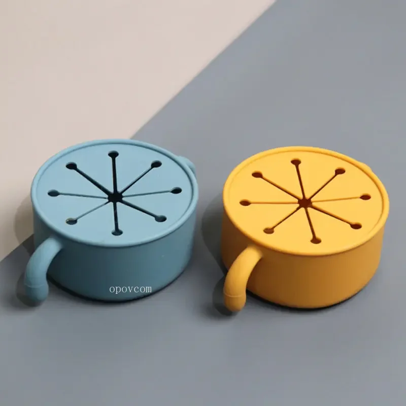 Silicone Dish for Babies Snack Bowl Kids Feeding Snack Cup with Lid Leak-proof Baby Toddlers Supplementary Food Bowl Tableware silicone dining plate silicone feeding bowl baby food bowl baby snack container