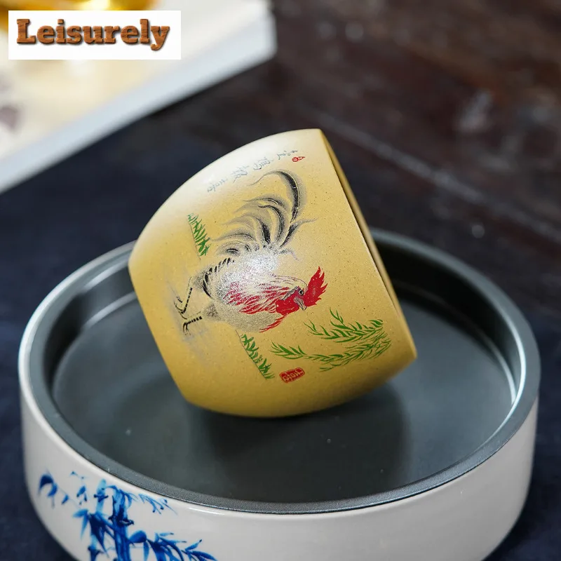 230ml Yixing Zisha Golden Rooster Teacup Vintage Tea Bowl Set Of Cups Tea-tasting Fragrance Cup Chazhan Master Cups Tableware