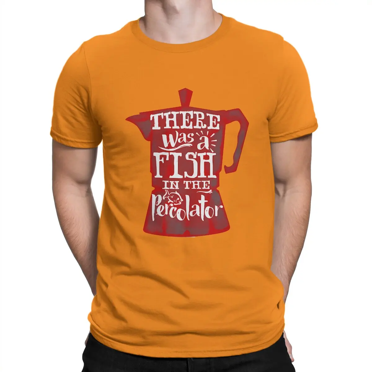thumbnail image 1 of Camiseta con estampado vintage "Había un pez en la cafetera" para hombre, camiseta creativa de Twin Peaks, camiseta de manga corta con cuello redondo., 1 of 7