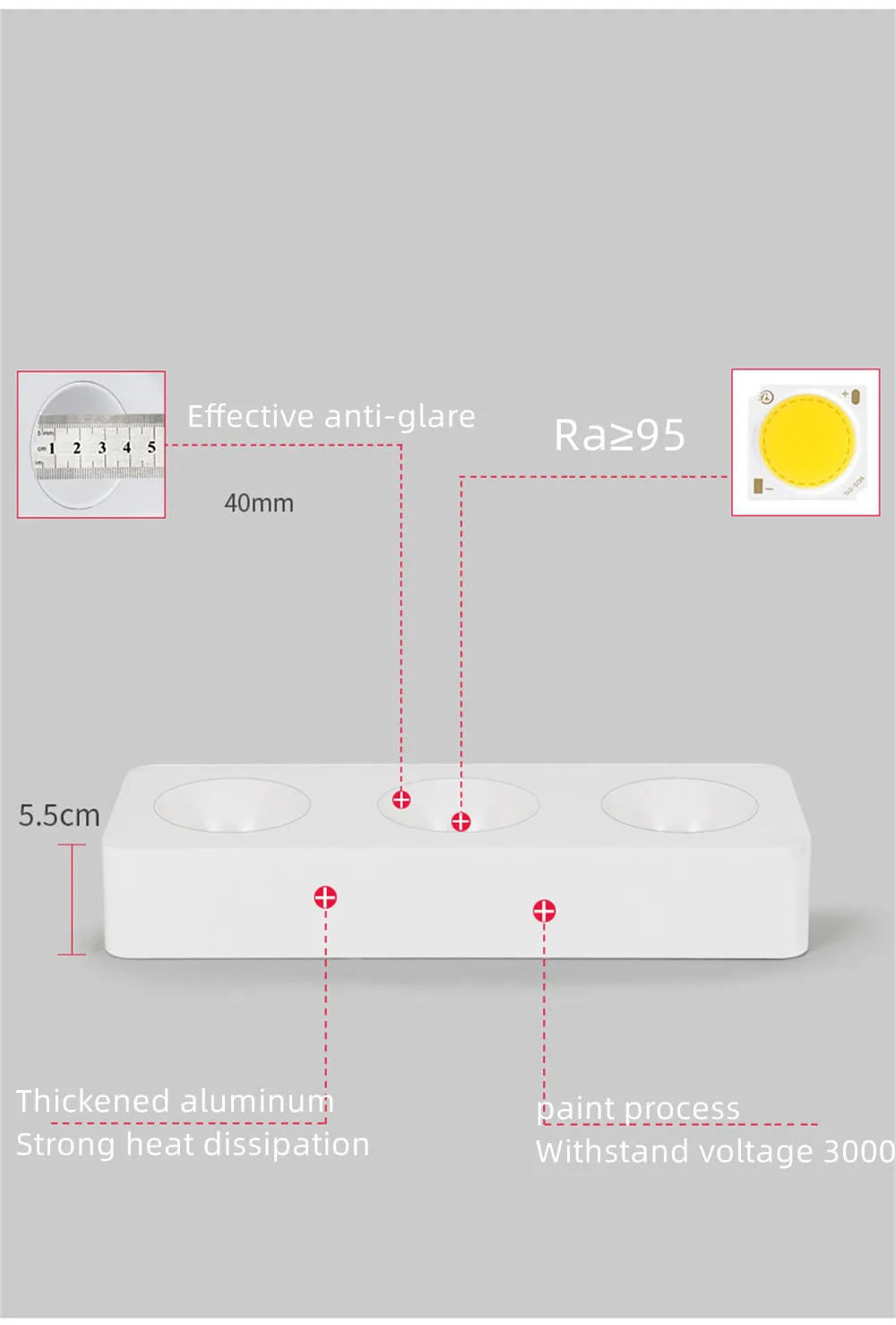 slim downlights Ultra-thin surface mounted three-head spotlight led ceiling multi-head downlight home bedroom living room kitchen 27W 36W 45W dimmable led downlights