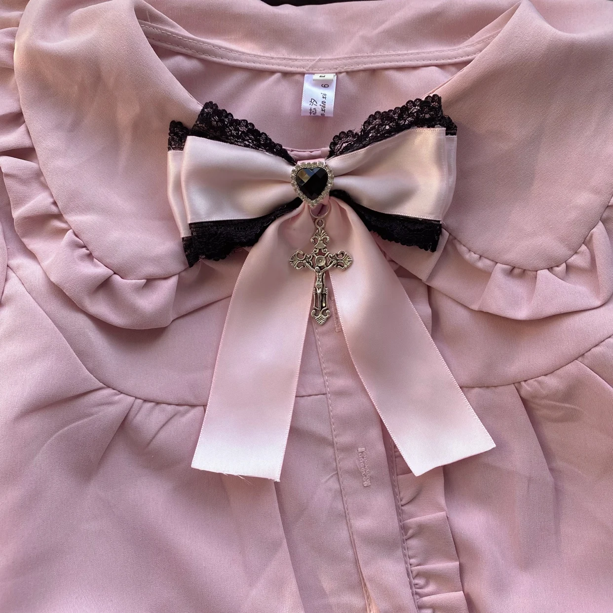 Lolita Style Brooch Bow Tie Black Lace Side Clip Japanese Style Sweet Cute Brooches for Women