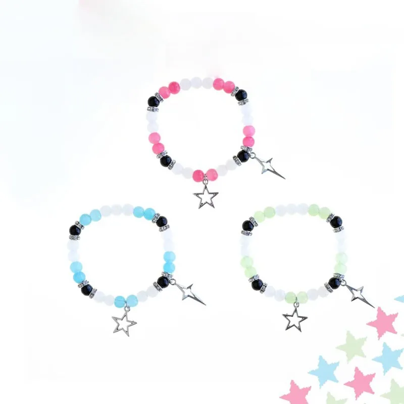 Triplette/Trio Bracciali Coordinati Per Cartoni Animati, Bracciali Dell'Amicizia Di Gruppo Rosa/Blu/Verde