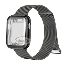 Premium Milanese Loop Case & Band with TPU Screen Protector for Apple Watch Series - Sleek & Durable Design (Black)