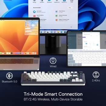 Redragon K673 PRO 75% Wireless Gasket RGB Gaming Keyboard, 3-Modes 81 Keys Compact Mechanical Keyboard Hot-Swap Red Switch 2