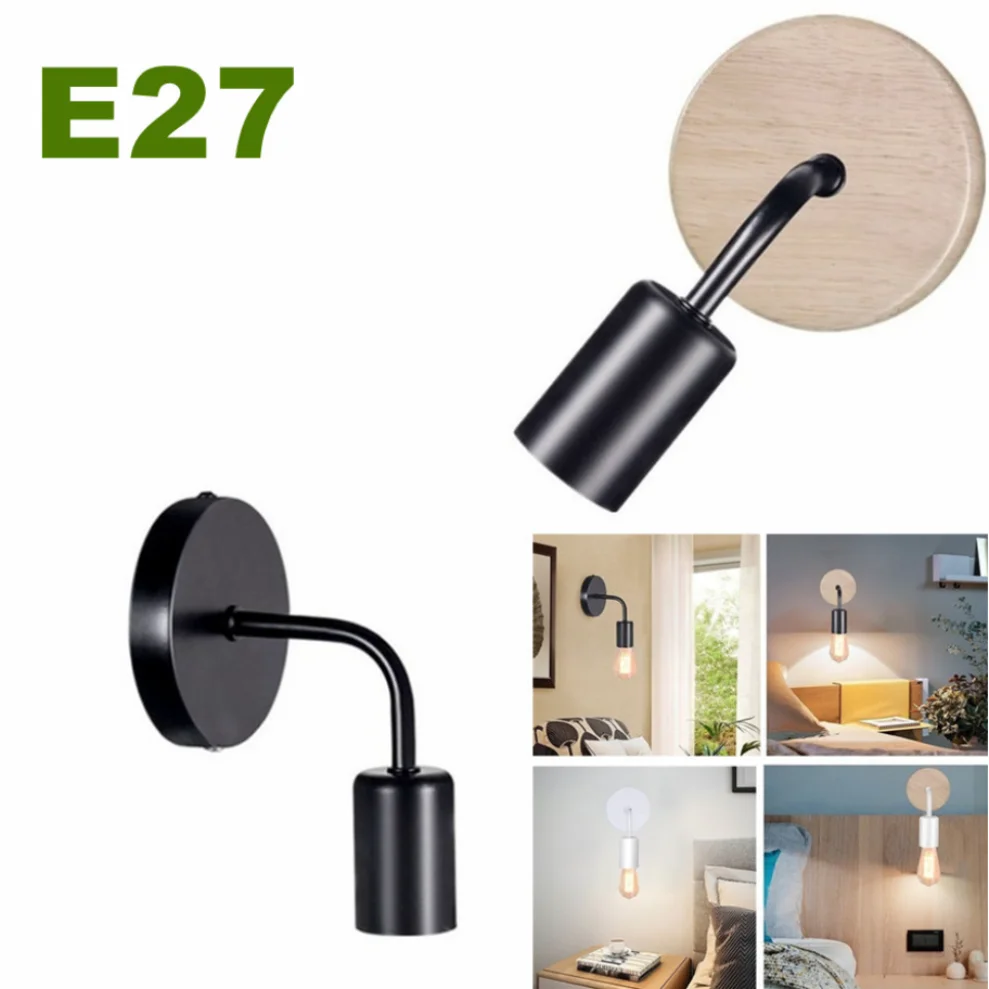 나무 단철 벽 램프 현대 미니멀리스트 벽 조명기구 E27 거실 홈 실내 Sconces 조명 장식