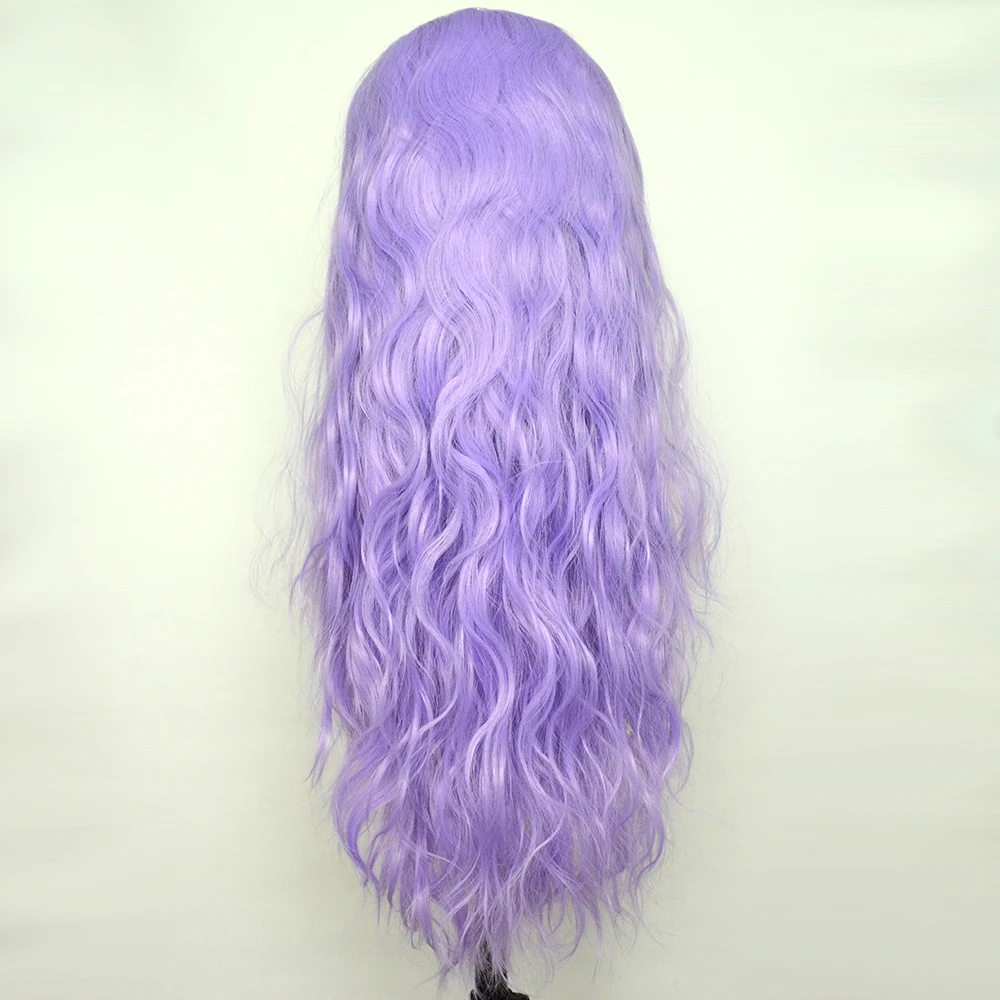 Voguequeen Light Purple Body Wave Synthetic Lace Front Wig Heat Resistant Fiber For Women