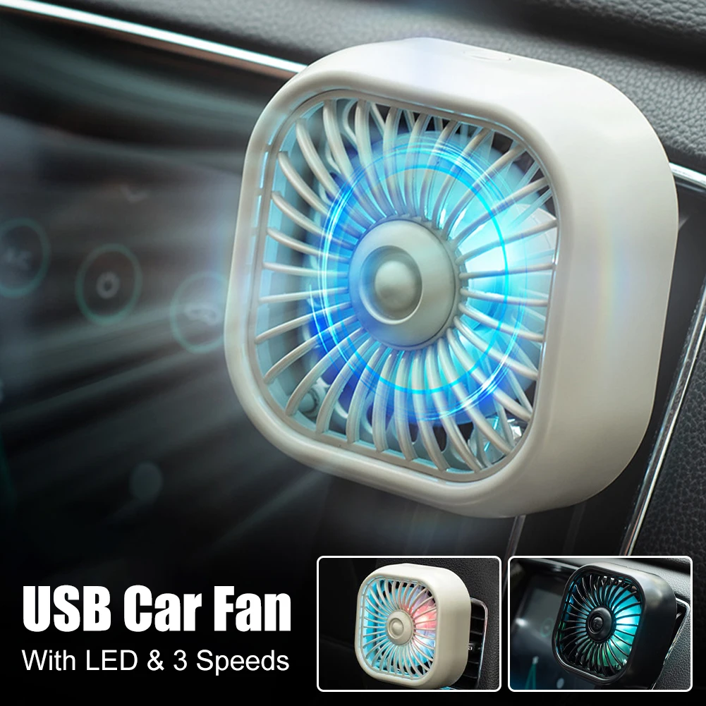 

Car Air Outlet Fan 3 Speed USB Cooling Fan With Color Changing Light Car Rear Seat Large Wind Heat Dissipation Fan Auto Interior