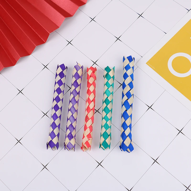 Color tube Creativity DIY Finger Traps Classic Natural Chinese Bamboo Fingers Trap Replacement Toys 5PCS for fidget toys