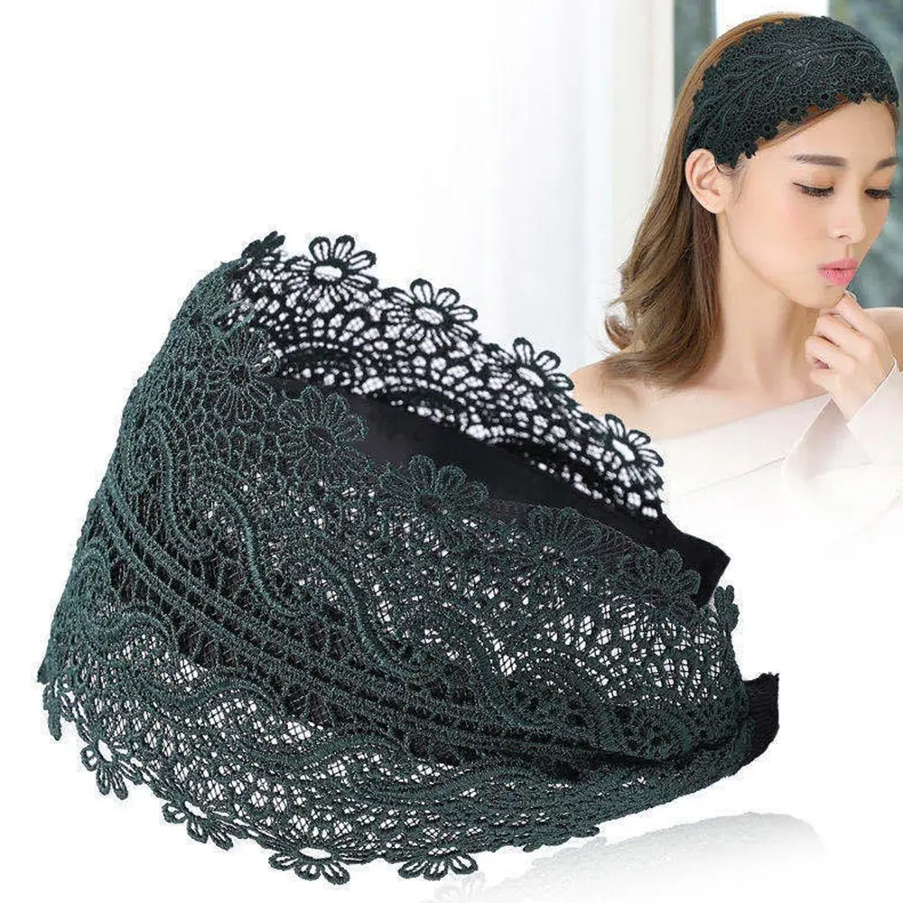 Wide Women Hairband Solid Lace Turban Solid Elastic Hair Bands Hair Accessories Headband for Women Girls Headdress