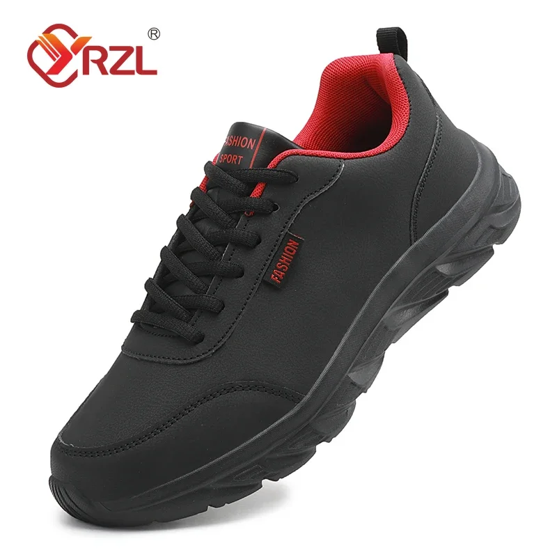 YRZL Men's Running Shoes Artificial Leather Waterproof Lightweight Non Slip Comfortable Sport Sneakers for Men Casual Walking 3