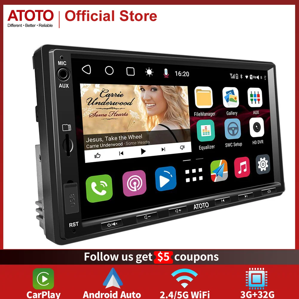 Atoto Unveil 2 Din Car Radio 7 Inch Android 10.0 Full Hd 1024*600 Ips