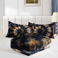 3PC TieDye Spiral Comforter Set Modern Duvet Bedding with 2 Pillowcases Vortex Pattern for Bedroom Guest Room Decor 4