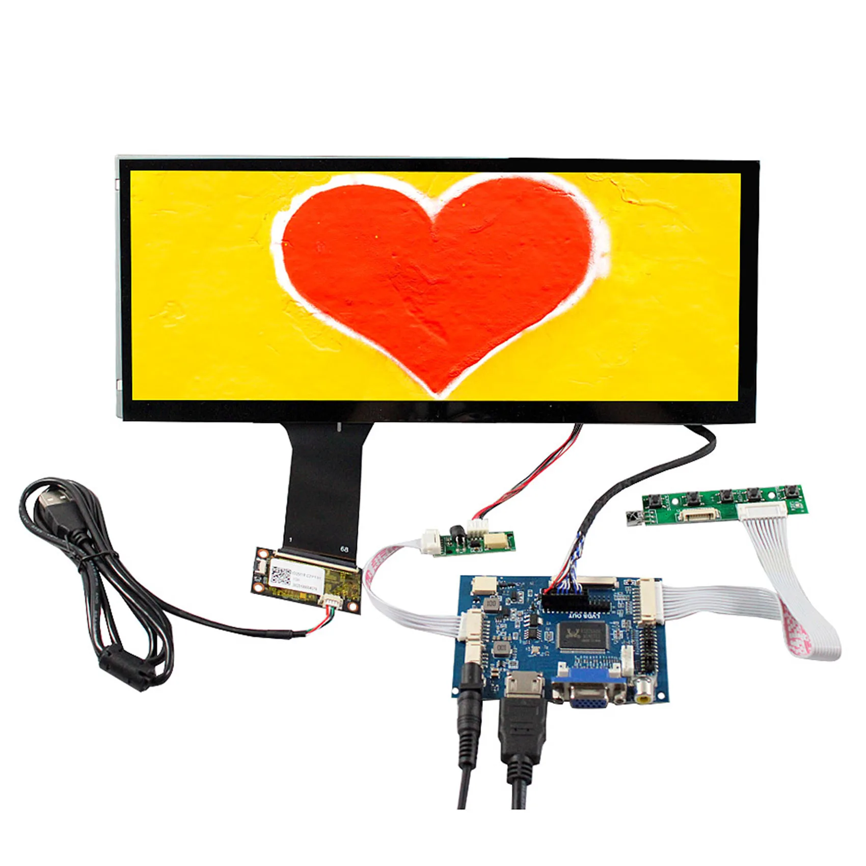 

12.3" Lq123k3lg01 1280x480 Lcd Screen Bar Lcd Touch Display Hd-Mi Vga Av1 Av2 Reversing Board And Lvds Lcd Display Screen