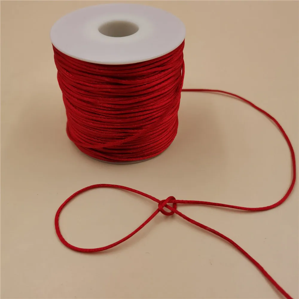 Macrame Cord 1MM 50meters/roll Red Macrame Cord Strong Braided Silk Satin Nylon Rope DIY Making Findings Beading Thread Wire