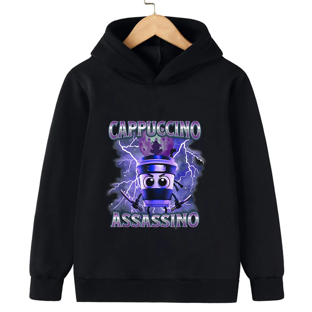 YuanDiann Kinder Hoodie Italian Brainrot - Cappuccino Assassino Kapuzenpullover
