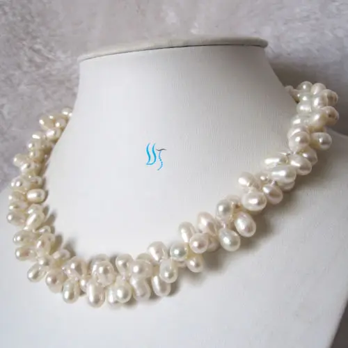 

18" 7-8mm 2Row White Baroque Freshwater Pearl Necklace