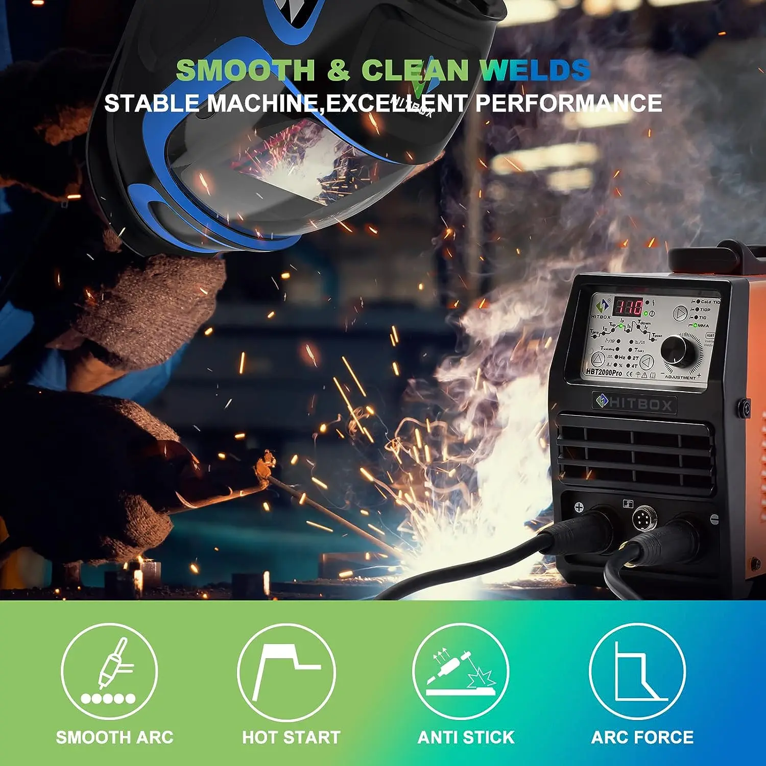 HITBOX TIG COLD Welding Machine HBT2000P Multifunctional TIG CLEAN MMA Welding DC Inverter TIG Welder Single Phase 220V 4