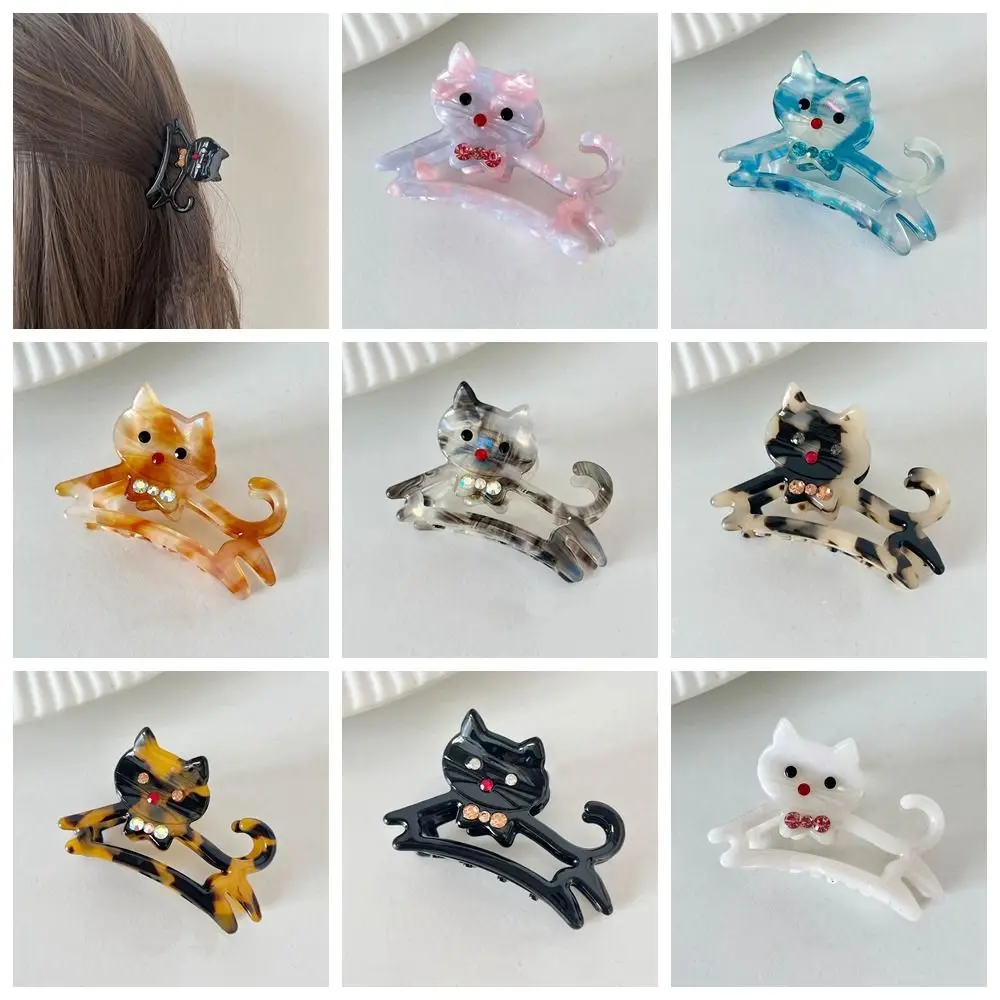 Diamond Acetate Animal Cat Hair Claw Personalized Acetic Acid Cartoon Shark Clip Hollow Headdress Rhinestone Hair Clip Female