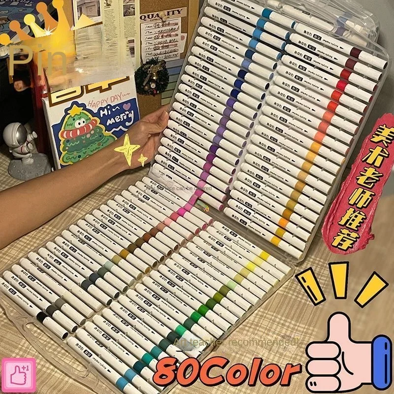 Acrylic Markers 12/48/80Pcs Acrylic Colors Markers Art Painting Pen DIY Drawing for Card Rock Wood Stone Glass Children School Supplies