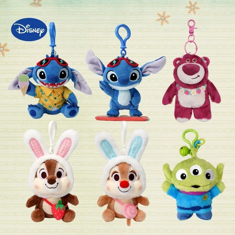 DISNEY 11cm Lilo & Stitch Anime Cartoon Stuffed Plush Dolls Models pink blue Plush Pendant Toys kids Christmas halloween gifts