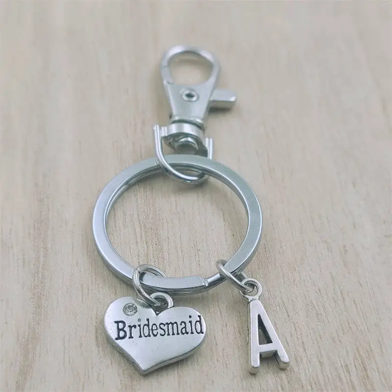 

Bridesmaid Keyring Letter Car Key Chain Ring Lobster Clasp Initial Charm Women Jewelry Accessories Pendants Metal