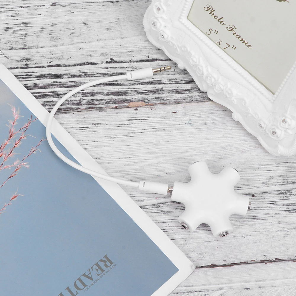 Headphone 5 Way 6 Port Audio Connector Adapter For Phone Pc Music Player To 5 Outputs Wide Compatible Earphone