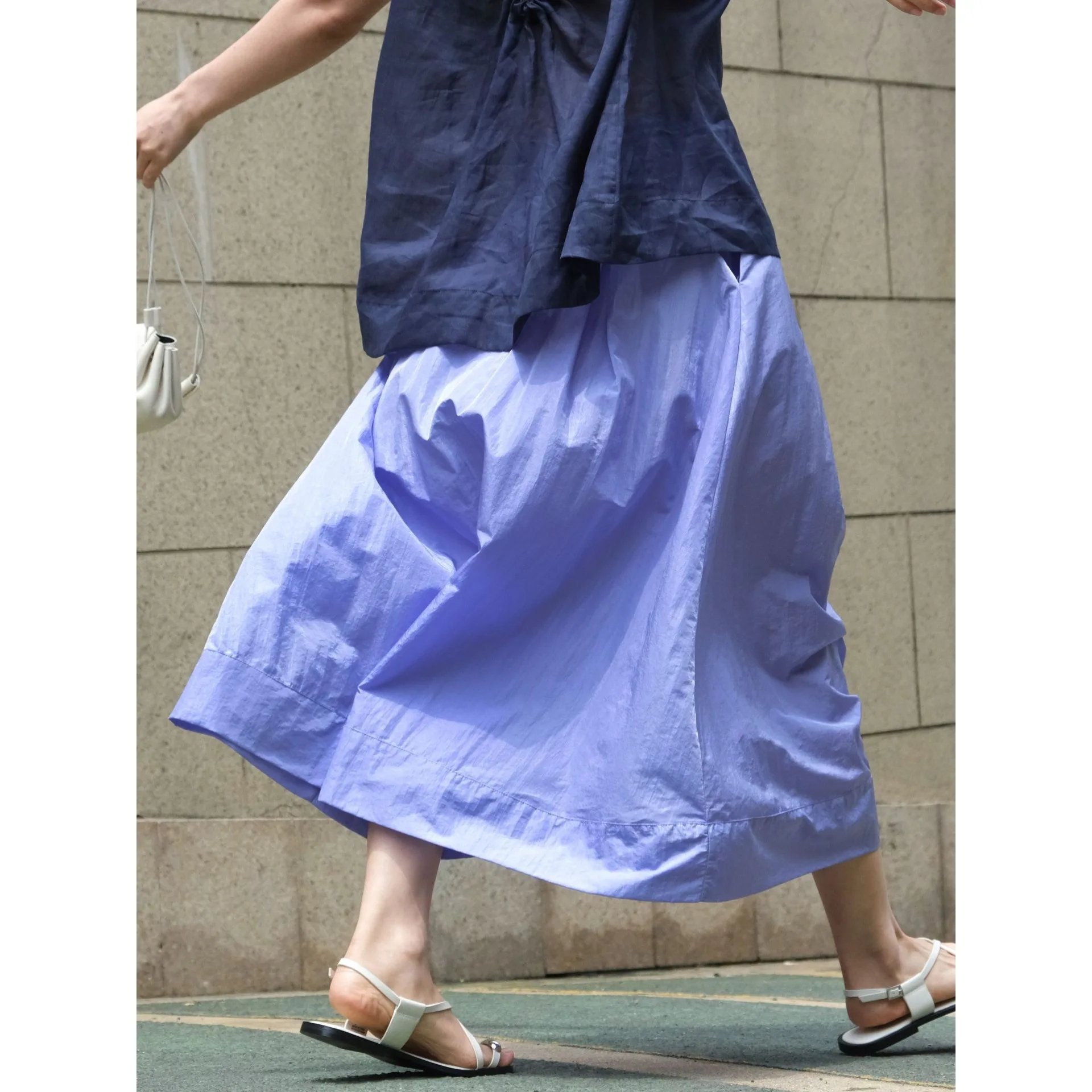 

Summer Gloss High Waist Umbrella Slim A-line Long Smooth Half Skirt for Women