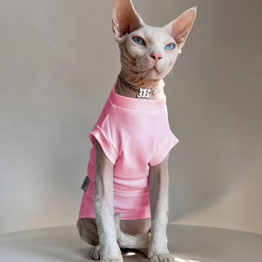 

Sphynx Cat Clothes Cotton Hairless Cat Vest Baby 100% Cotton Soft Summer Sleeveless Thin Vest Cat Clothes for Devon, Cornish