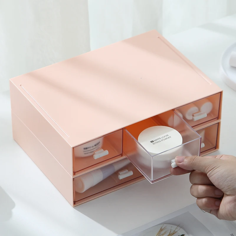 Desktop Drawer Cosmetic Storage Plastic Transparent Box Free Combination Divider Can Be Stacked Desk Stationery Organize Case