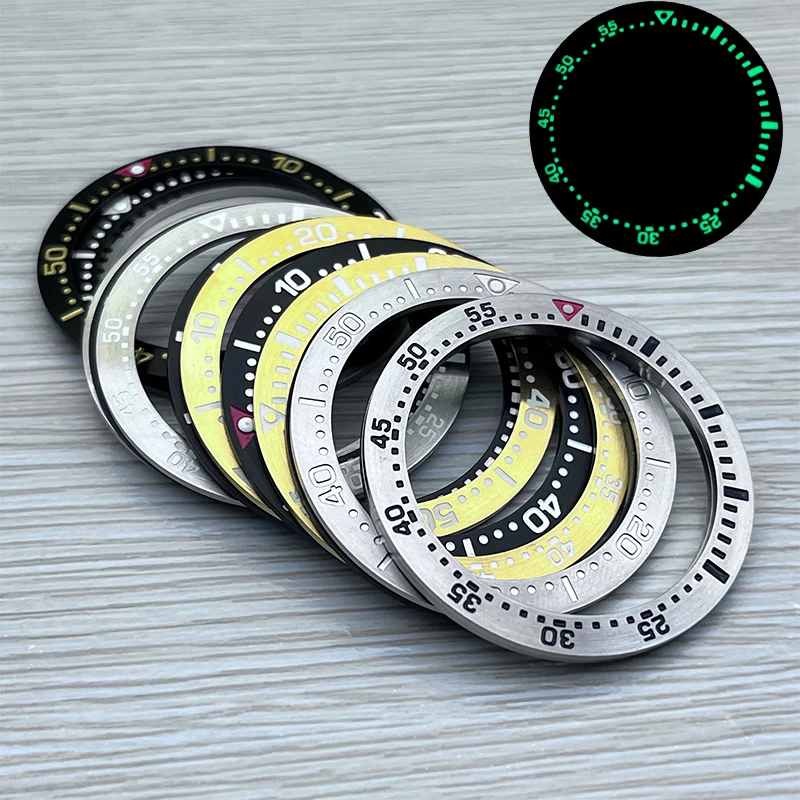 Aço Assista Bezel Inserir Anel c3 Verde Luminoso se Encaixa Seiko Spb185 Spb187 Assista Cases Bezel Assista Peças de Reposição 38 mm 30.5 mm