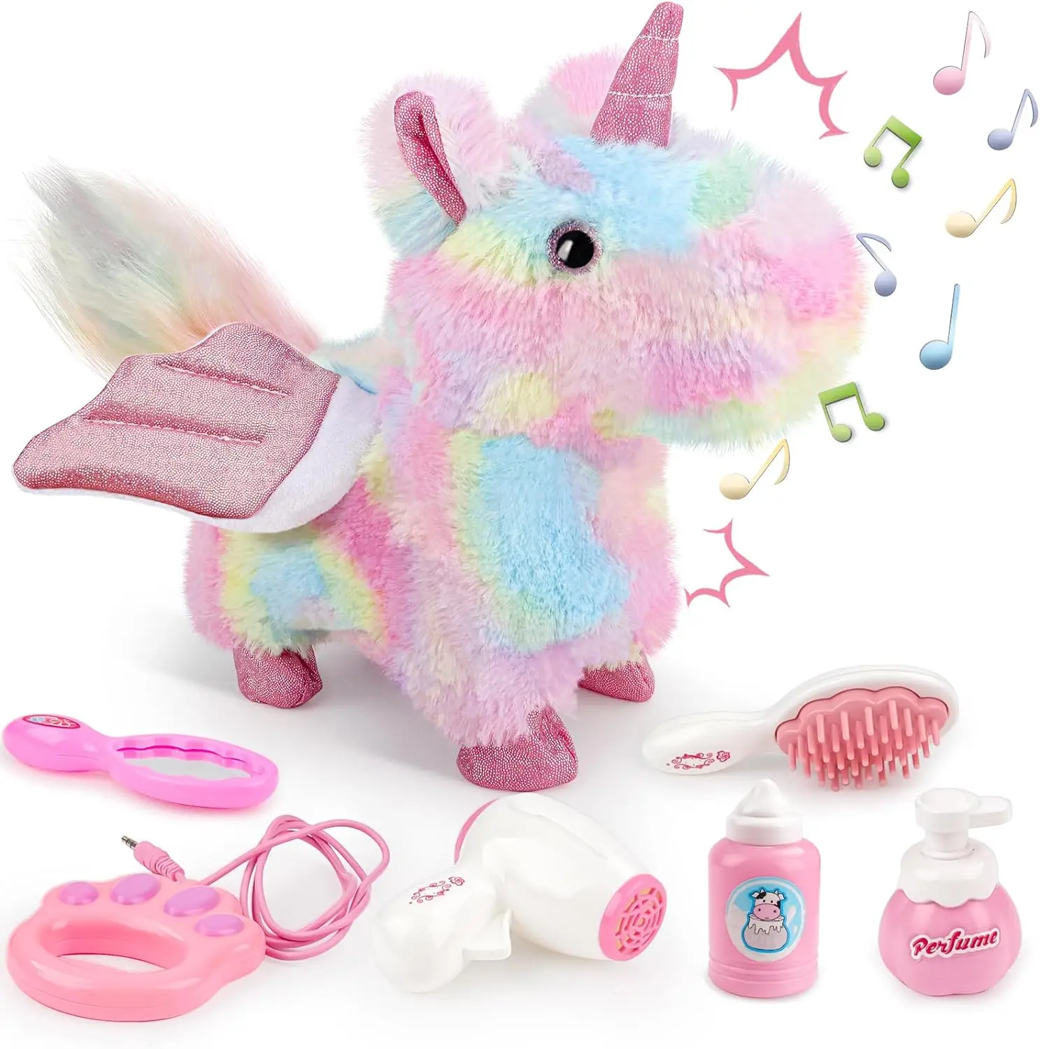 Plush Puppy Electronic Interactive Toys with 6 PCS Accessories Walking Barking Pretend Dress Up Stuffed Animal Pony 5