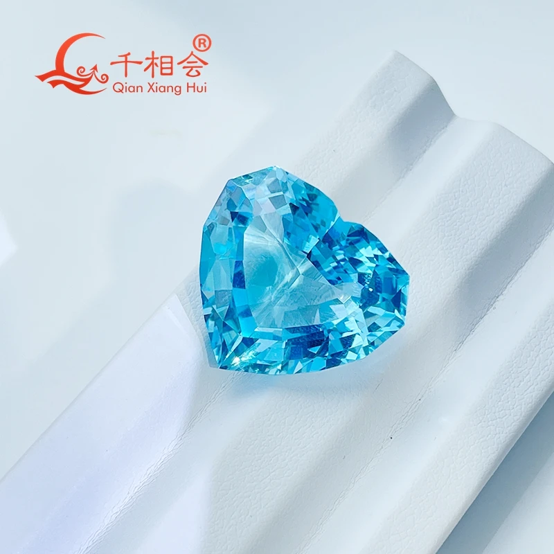 천연 블루 토파즈 하트 모양, 천연 컷, 38.15ct 보석, 루즈 스톤, 보석 제작..