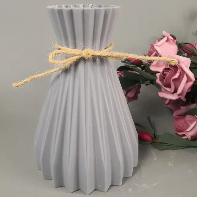 Fehér Rattan-Szerű Műanyag Váza Rattan Virág Nélkül Nélküli Dekorációs Divatvirágok - Image 3