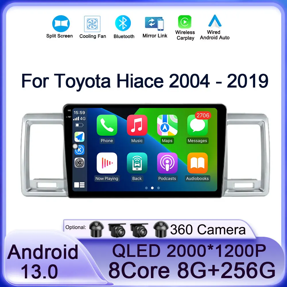 

Автомагнитола 9 дюймов для Toyota Hiace, видеоплеер с HD-экраном 2004-2019, Автомагнитола для Carplay, GPS-навигация, DSP 4G