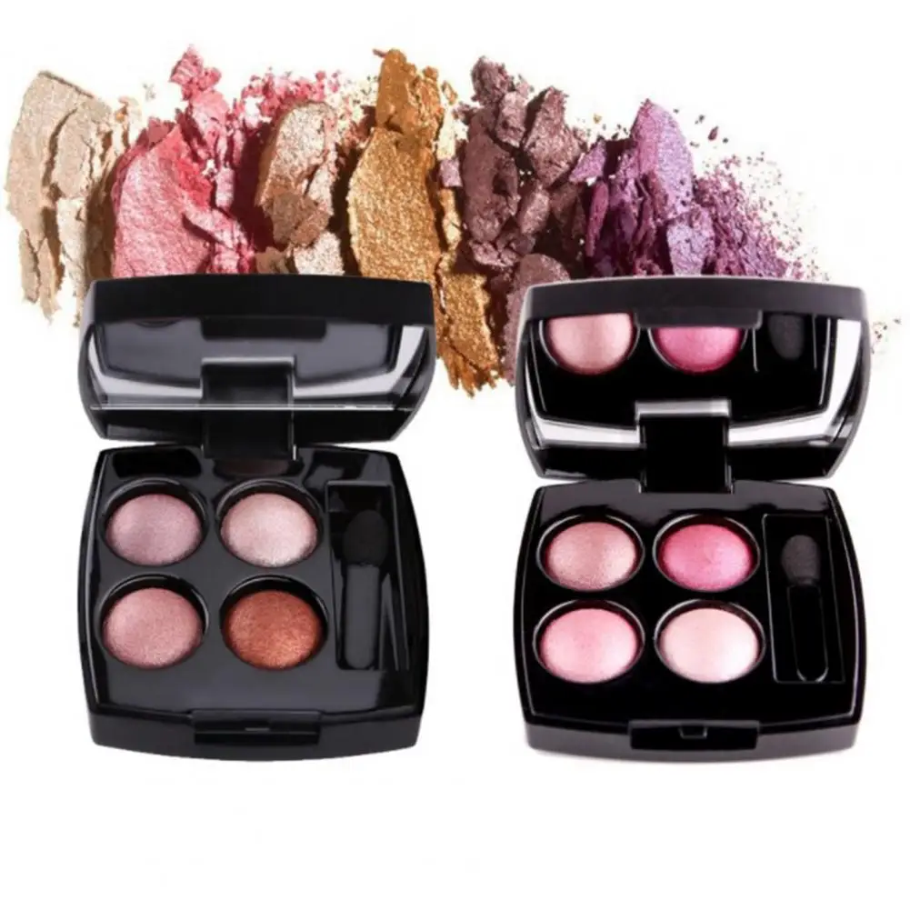 Multicolor Pearlescent 4 Colors Eye Shadow Plate Portable Cosmetic Eyeshadow Palette for Girl