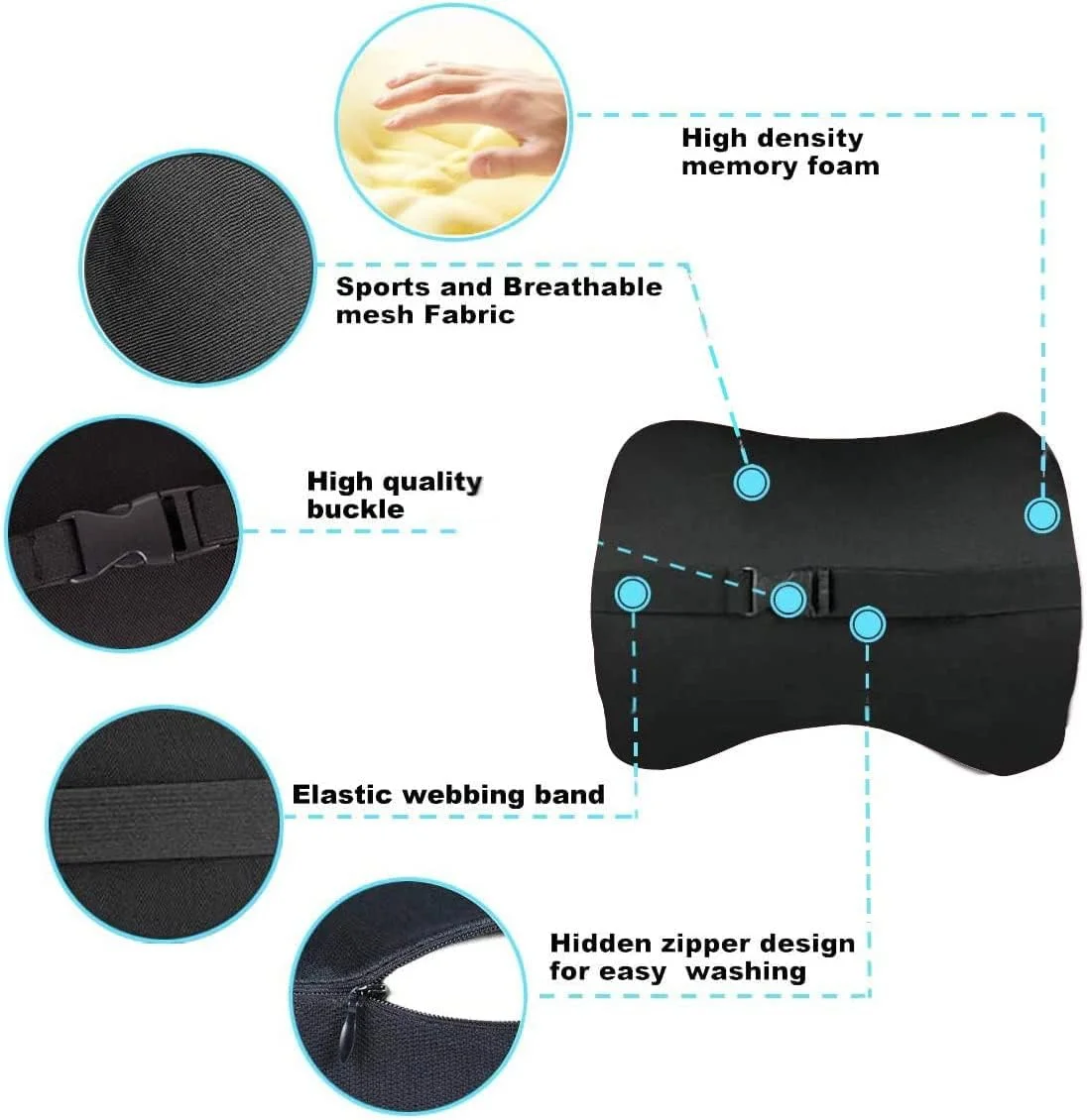 Car Headrest Neck Pillow Auto Car Neck Cushion Memory Foam Breathable Head Support Neck Rest Protector Automobiles Interior — view 3