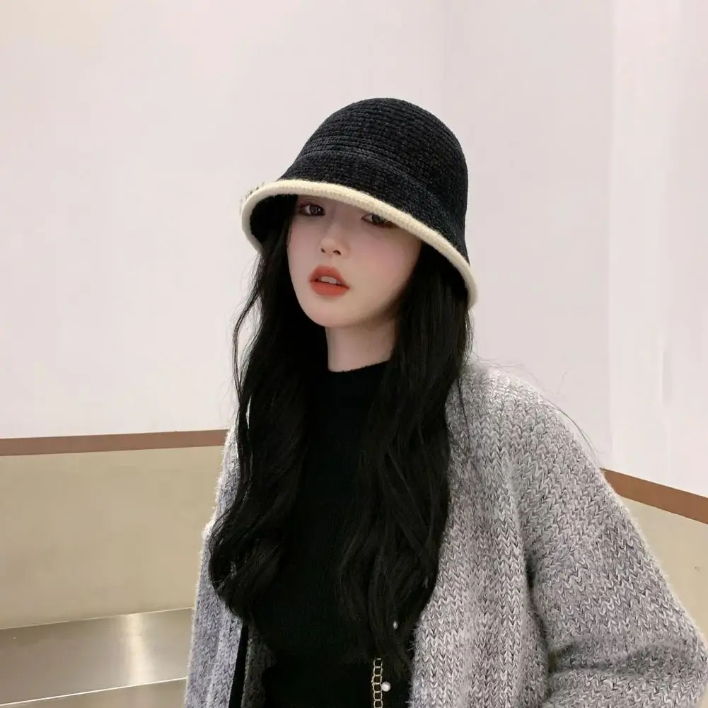 

Cotton Bucket Hat Fashion Bucket Hat Fashionable Knitted Bucket Hats for Women Girls Cozy Warm Fisherman Caps for Fall Winter