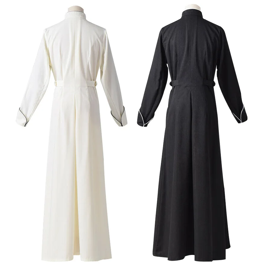 Medieval Church Priest Robe Trench Jacket Cassock Clergy Preacher Men Stand Collar Single Breasted Minister Choir Roman Pastor
