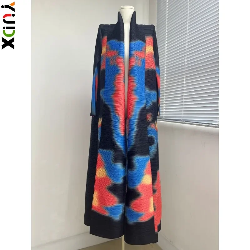 

Винтажные платья YUDX Miyake, модный дизайнерский женский кардиган в полоску, с галстуком и лацканами, Тренч в дубайском стиле, осень 2023