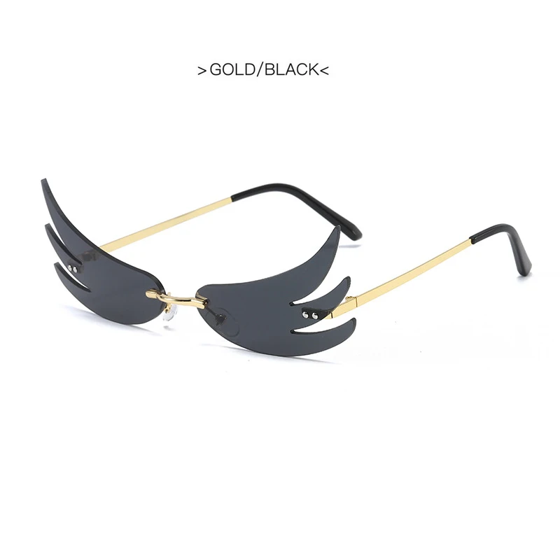 2022 Vintage Dragonfly Wings Sunglasses Fashion Rimless Women Clear Lens Eyewear Men Pink Sun Glasses UV400 Eyewear Female rectangle sunglasses Sunglasses