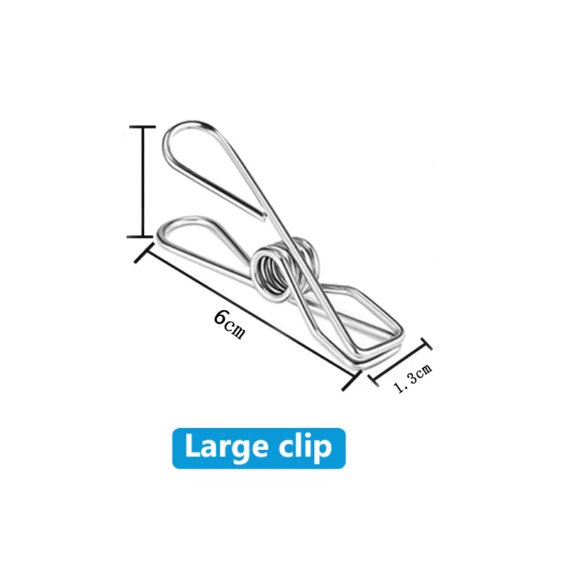 Stainless Steel Clothes Pegs Sealing Clips Clothespins Metal Storage Kitchen Organizer Tool Cloth Pin Clip Holders 100Pcs 6cm