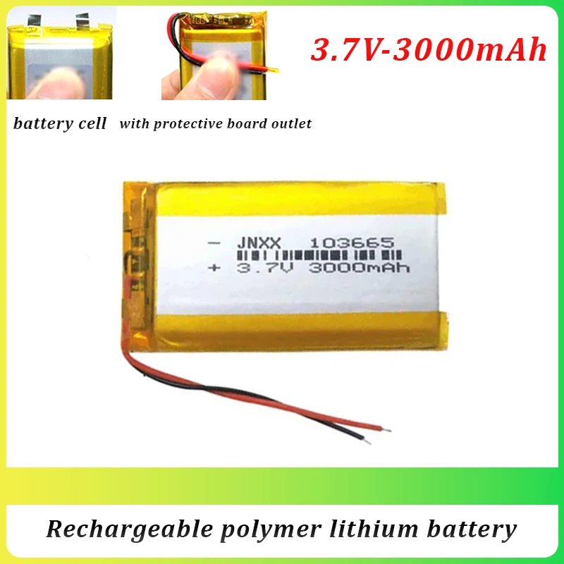 

New 3.7V Rechargeable Polymer Lithium Battery 103665 High Power and Capacity 3000mAh Suitable for Digital Power Tool Speakers